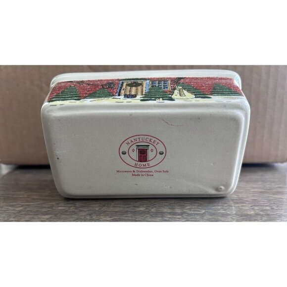 Christmas Mini Loaf Pan Nantucket Co 5 x 3 DW MW Oven Safe Tree Snowman - Picture 7 of 7